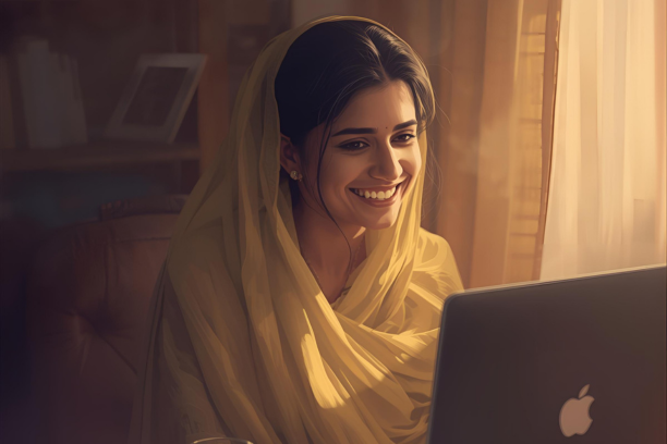 Pakisatani women taking online therapy